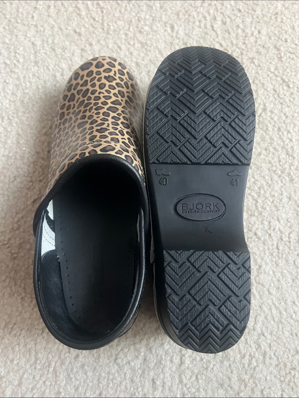 Bjork Leopard-Print Slip-On Clog in Tan and Black